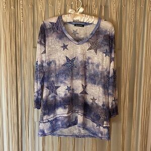 David Cline Purple Star Print Tunic